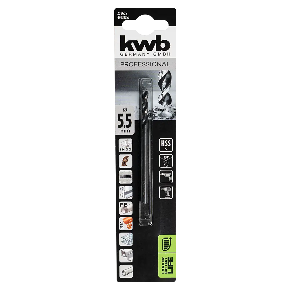 Сверло спиральное по металлу HSS KWB 258655 5.5x93 мм STLM-2132552 - Вид №3