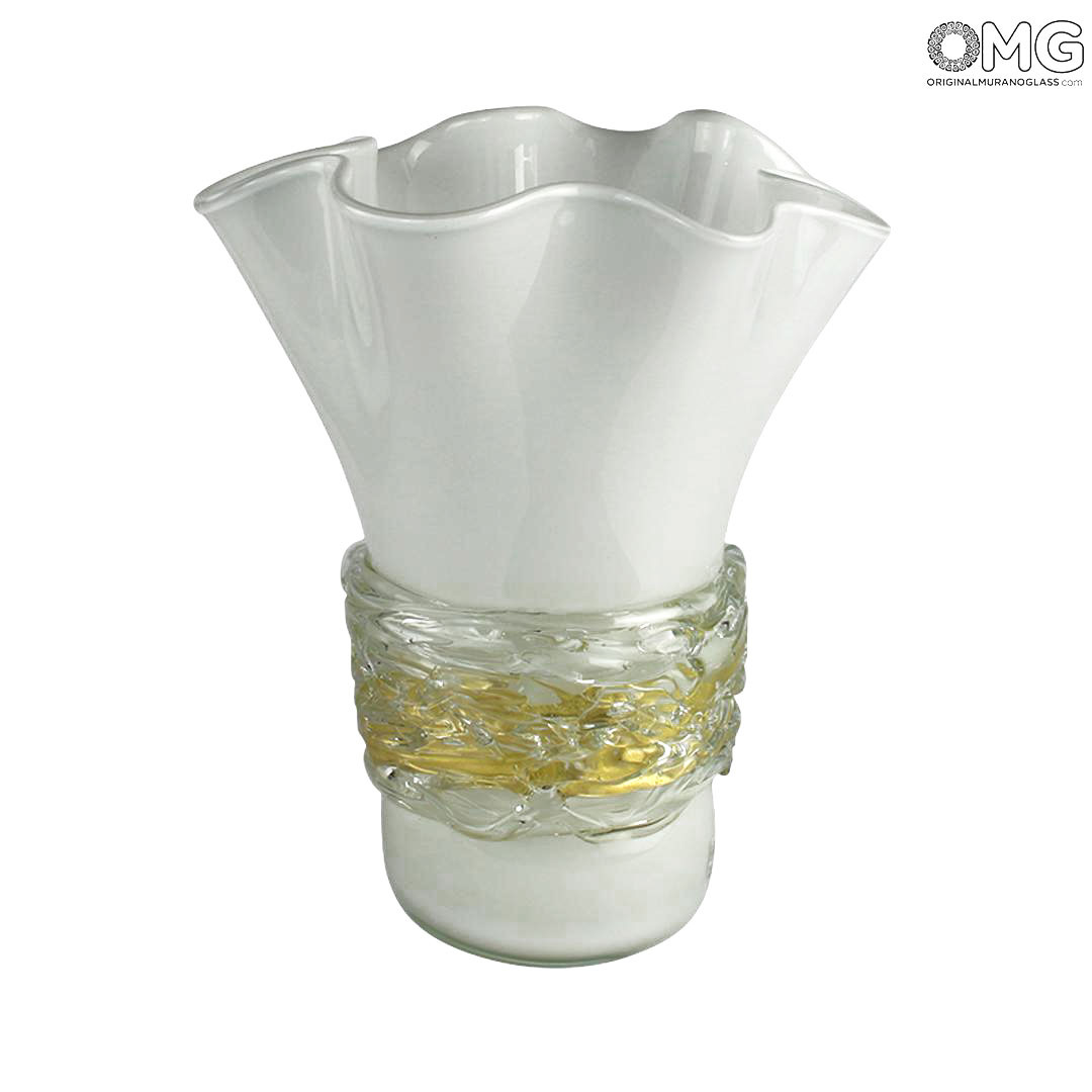 4581 ORIGINALMURANOGLASS Ваза Белая Роза - муранское стекло OMG 24 см  - Вид №1