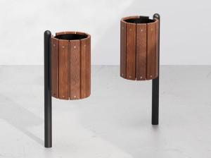 Открытый деревянный подземный держатель для мусора