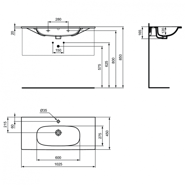 T3508V1 Раковина 100 см Ideal Standard TESI - Вид №4