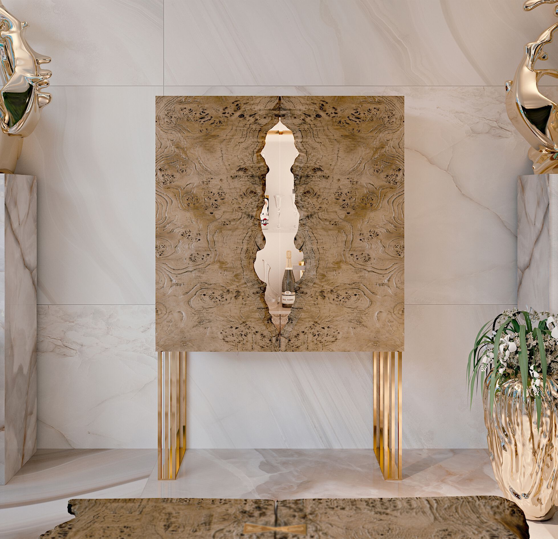 Деревянный барный шкаф со встроенным освещением Bizzotto Italia Symphony-Infinity ARCH-00024229 - Вид №3