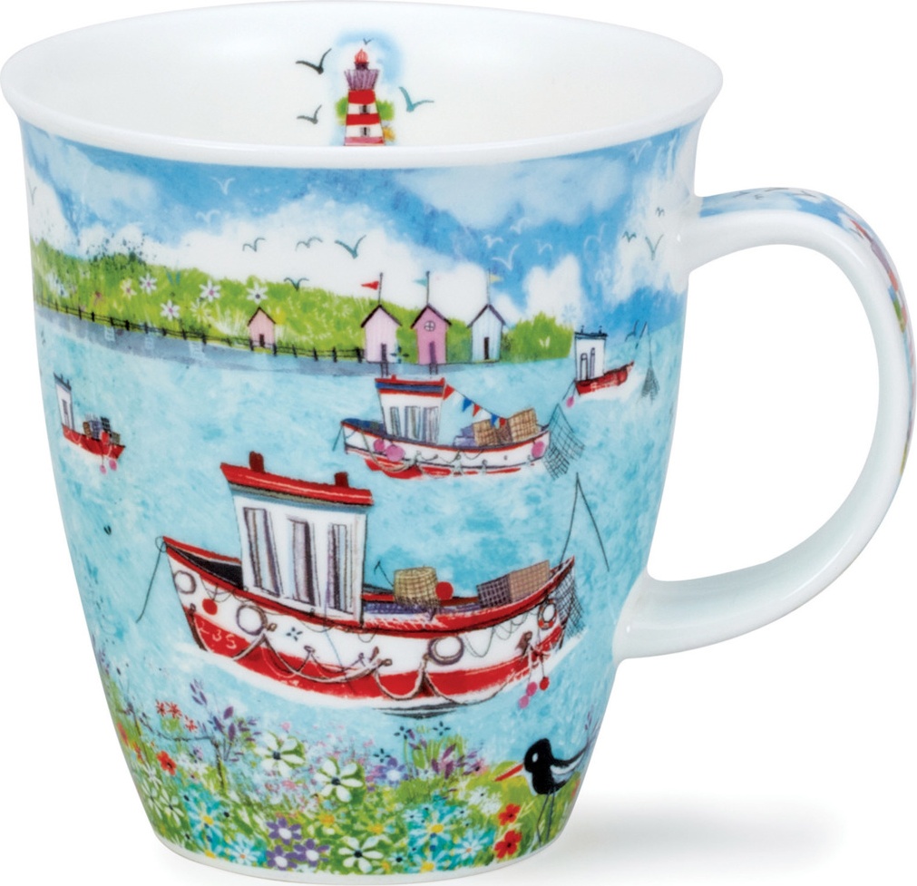 10672753 Dunoon Кружка Dunoon Прибрежный пейзаж.Рыбацкие лодки.Невис 480мл, фарфор Фарфор костяной 