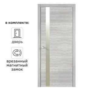 Дверь межкомнатная глухая Канзас 3 80x200 см ПВХ цвет дуб европейский серый с замком 83577967 STLM-2031575