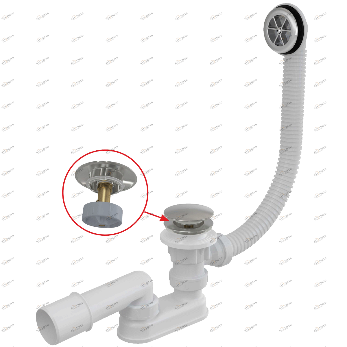 Сифон для ванны CLICK/CLACK, металл ALCAPLAST A505CKM