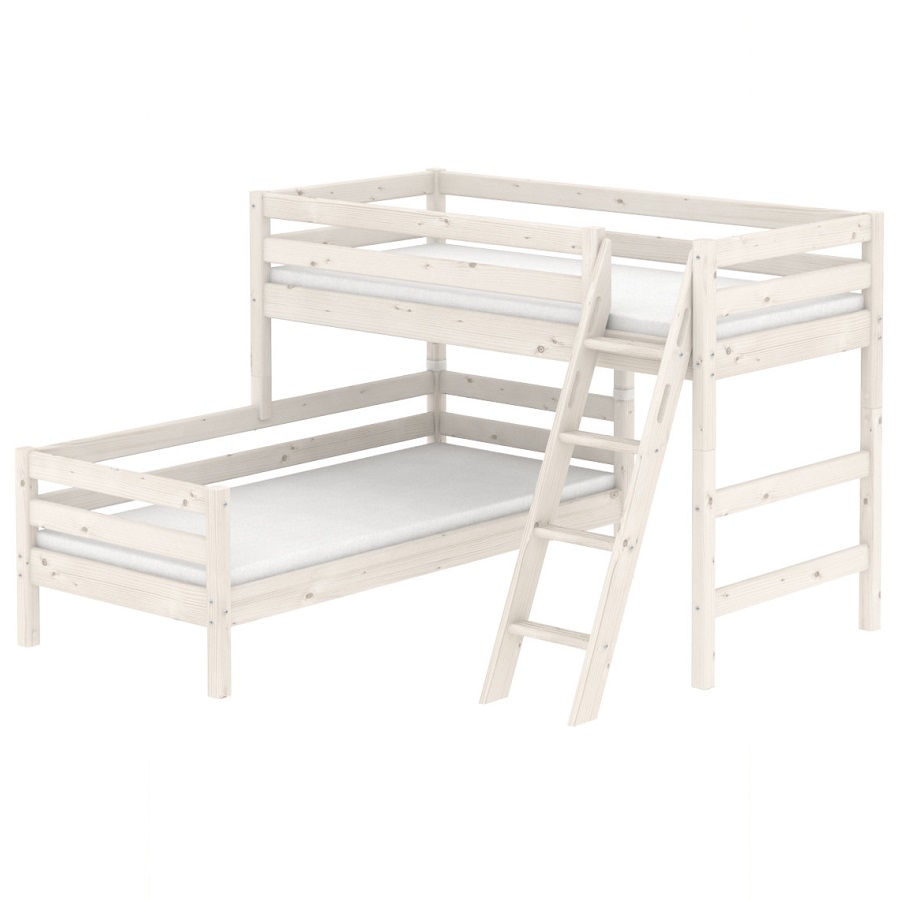 Кровать Flexa Classic двуспальная модульная с наклонной лестницей, белая, 200 см 9010314201 - Вид №1