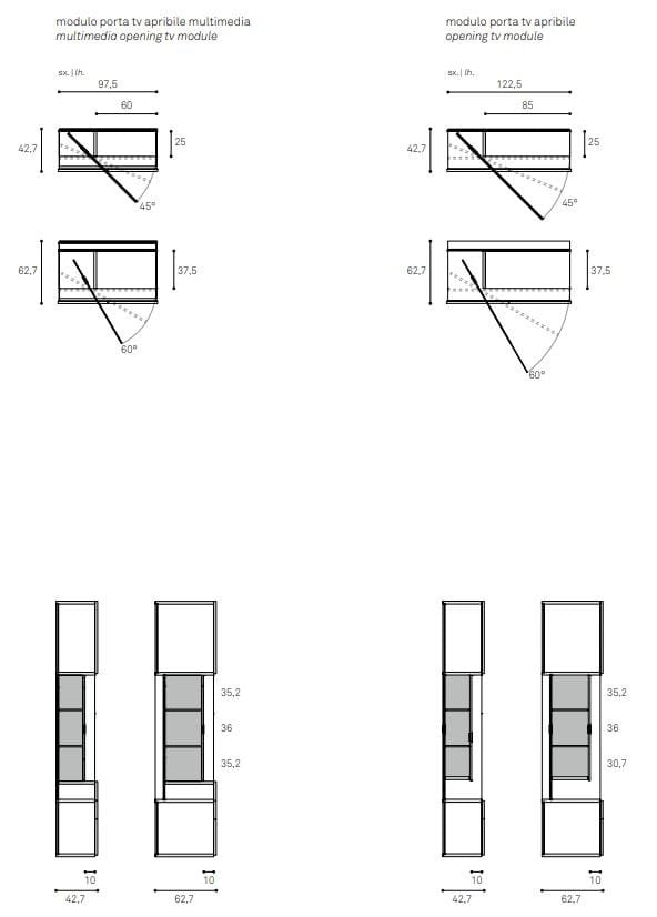 Шкаф с открывающейся ТВ-дверью и полным стеклянным отверстием Caccaro Roomy ARCH-00123868 - Вид №4