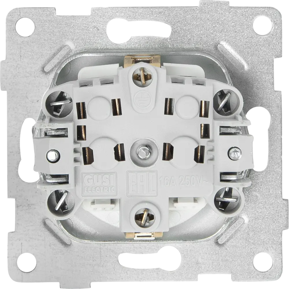 Розетка встраиваемая GUSI Electric с защитными шторками серебристая 83864425 Ugra STLM-0045208 - Вид №2