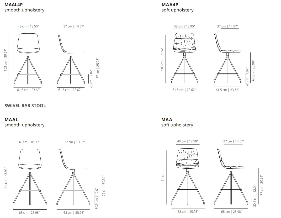 Viccarbe Табурет на козлах из ткани с подлокотниками Maarten sun-id-1358503 - Вид №3