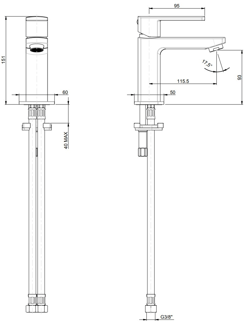 Rubinetterie Frattini Смеситель для раковины, однорычажный, сливной Modus sun-id-1476348 - Вид №1