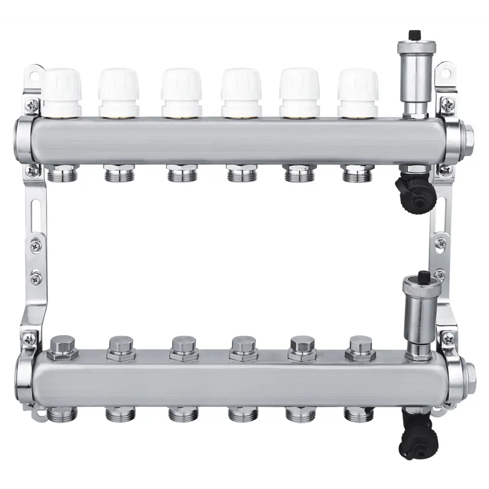 Коллекторная группа СПЕЦ для систем отопления 6 выходов 1" нержавеющая сталь 89351134 STLM-1576279
