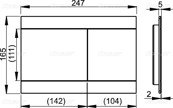 Кнопка управления для скрытых систем инсталляции, нержавеющая сталь-имитация дерева ALCAPLAST FUNOAKWHITE - Вид №1