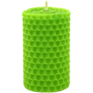 Свеча вощинная цилиндр желто-зеленая 4x6.5 см