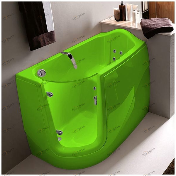 Ванна с гидромассажем GRUPPO TREESSE GEN-X V3317-DX салатовая угловая сидячая с дверью правосторонняя STDV3317DXS