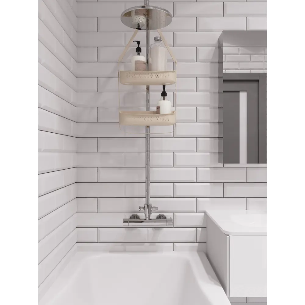 Полка для ванной прямоугольная Raindrops W5682 двухъярусная 31 см цвет ваниль Полка 2-ая STLM-2130278 - Вид №4