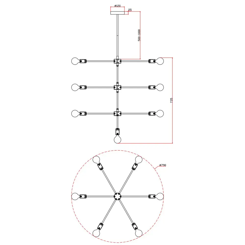 Люстра Freya Firefly: классический черный светильник с 7 плафонами 89335713 STLM-1545442 - Вид №11