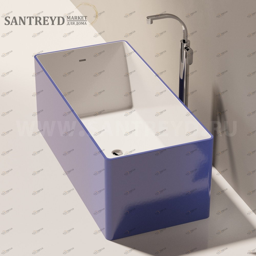 Ванна свободностоящая WASH 150 см синяя Ceramica Flaminia MW150BCULTRAMARINA