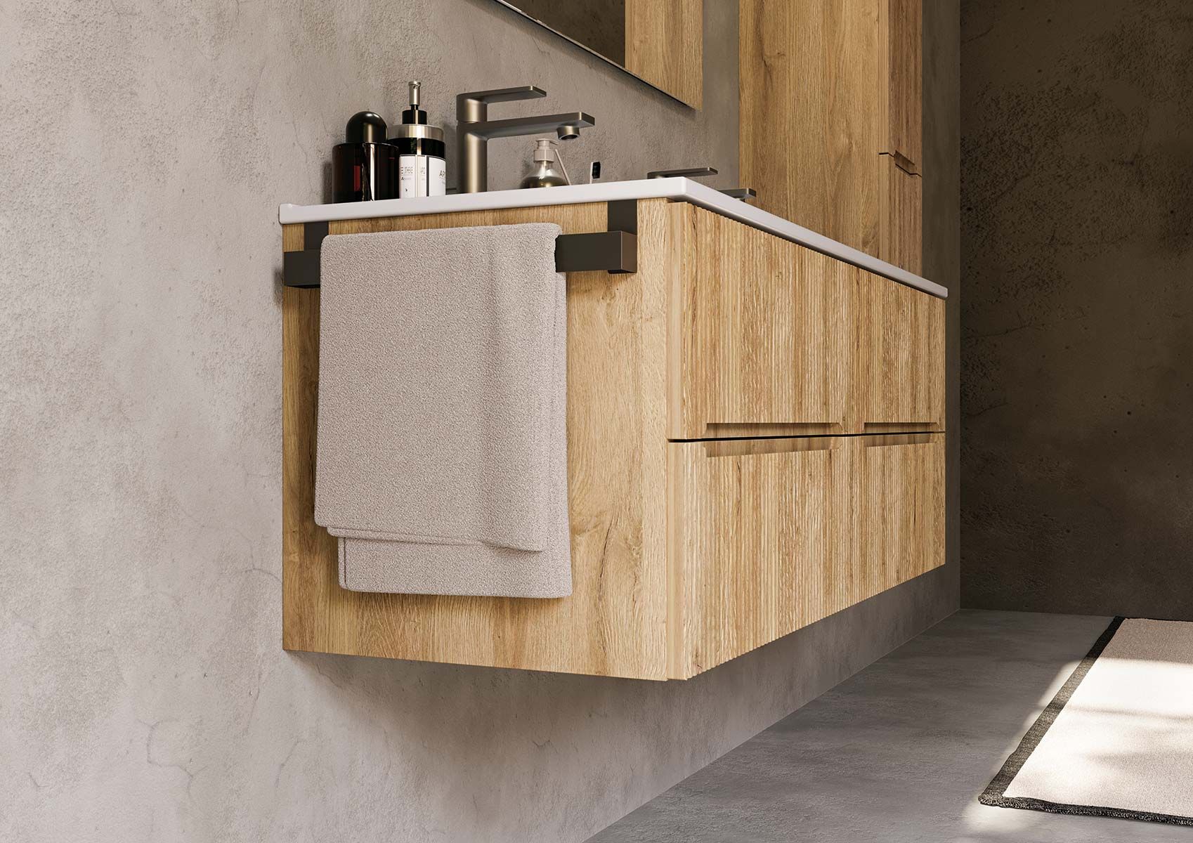 Деревянный подвесной умывальник со встроенным умывальником LEGNOBAGNO Verso ARCH-00119093 - Вид №2