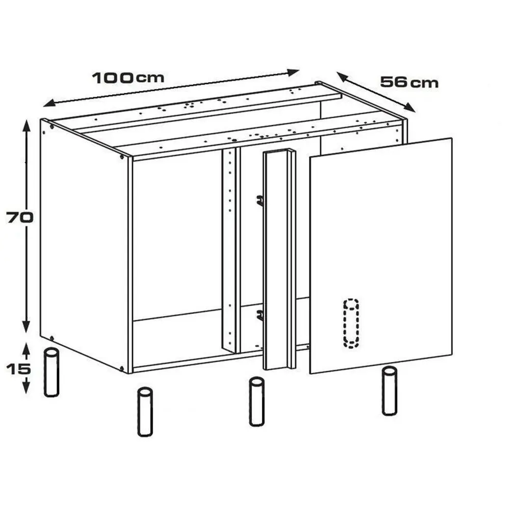 Каркас напольный угловой 100x70x56 см, ЛДСП, цвет белый DELINIA STLM-2207247 - Вид №6