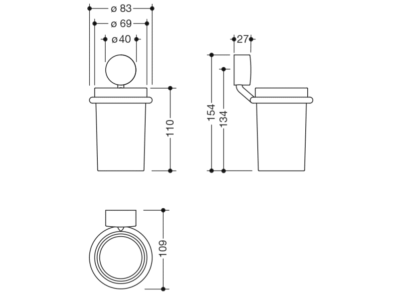 815.04.11165 Стеклянная кружка с держателем HEWI Halter und Becher  - Вид №2