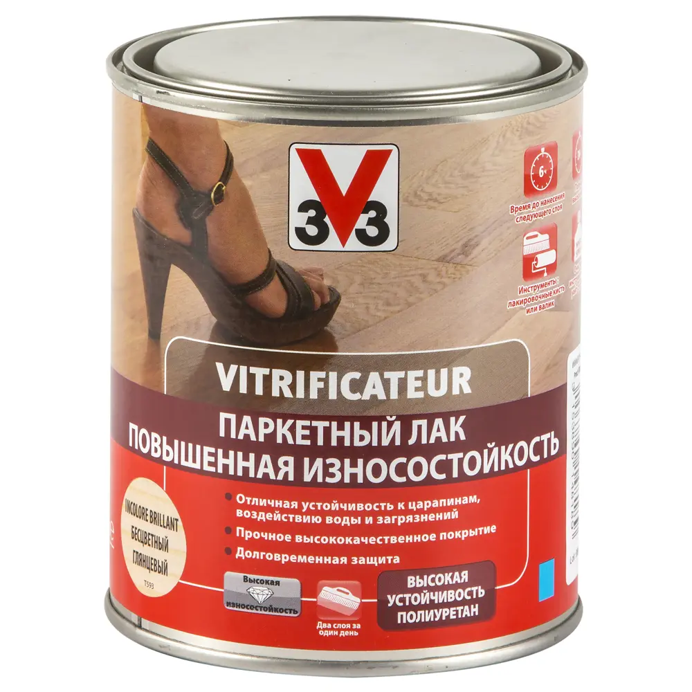 Лак паркетный V33 прозрачный 0.75 л STLM-2000782