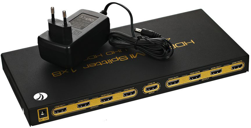 DD428 Разветвитель <> hdmi splitter (1in -> 8out, ver2.0) VCOM Santreyd  - Вид №1