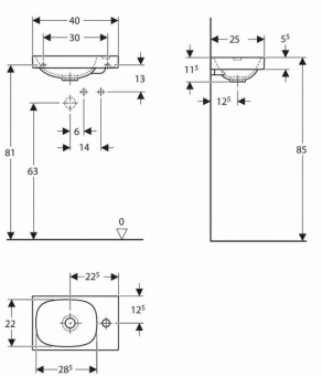 500635018 Подвесная раковина настенная прямоугольная Keramag  белая  - Вид №1
