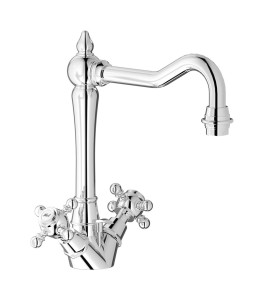 Смеситель для раковины на 1 отверстие с 2 ручками в комплекте с донным клапаном. WE ARE IB hr205cc Chrome Hermes