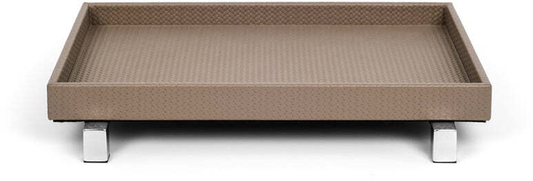 Поднос Rialto - 36X11XH4,5 см / металлическая отделка_сатинированная латунь / зернистая кожа_темно-синий