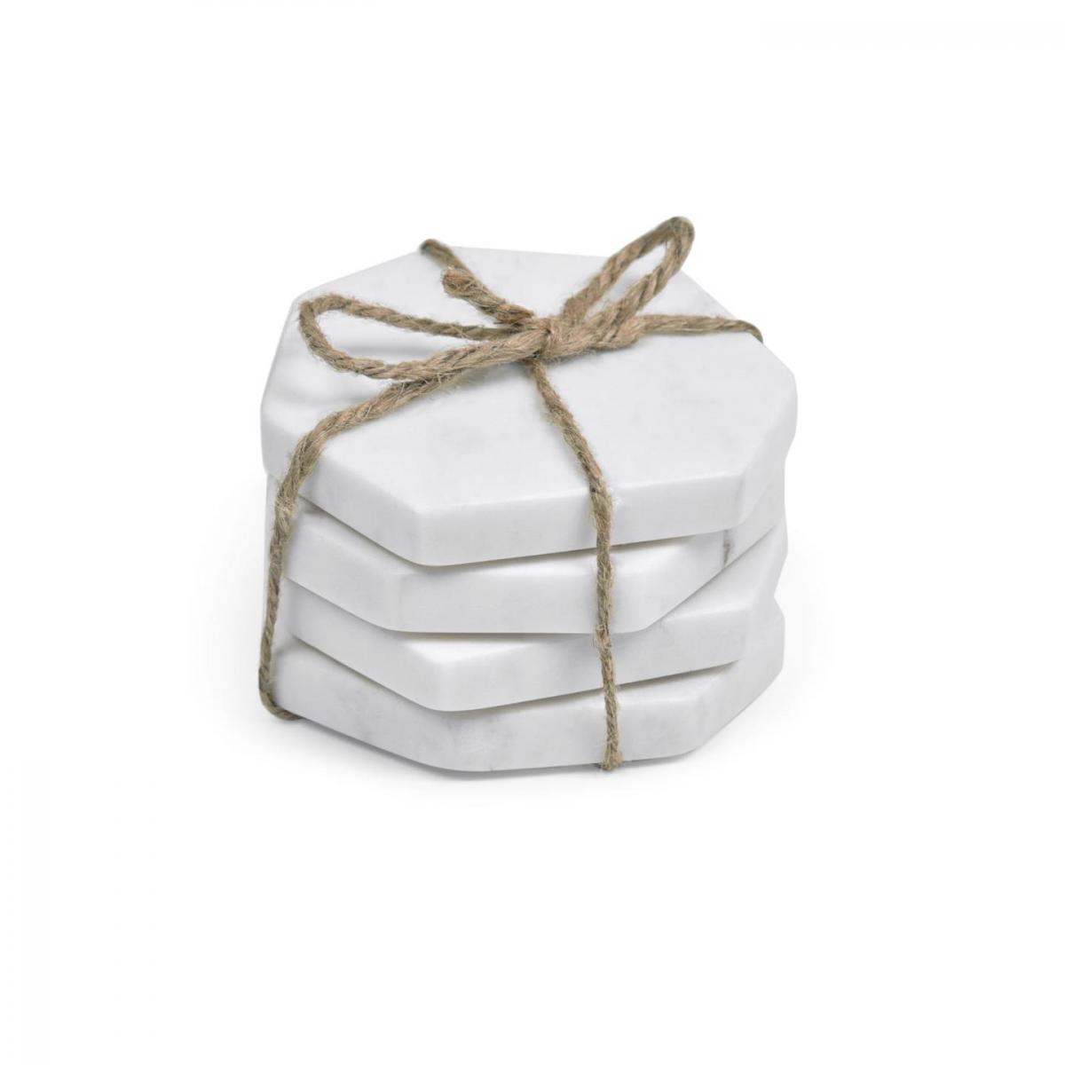 106392 Набор из 4 семиугольных подставок из белого мрамора La Forma Claria  - Вид №1