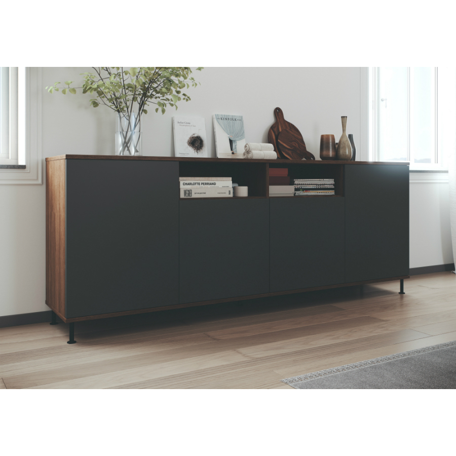 Сервант Tenzo Daxx, меламин/металл, 90х217х43 см, серо-коричневый 7176334 - Вид №1