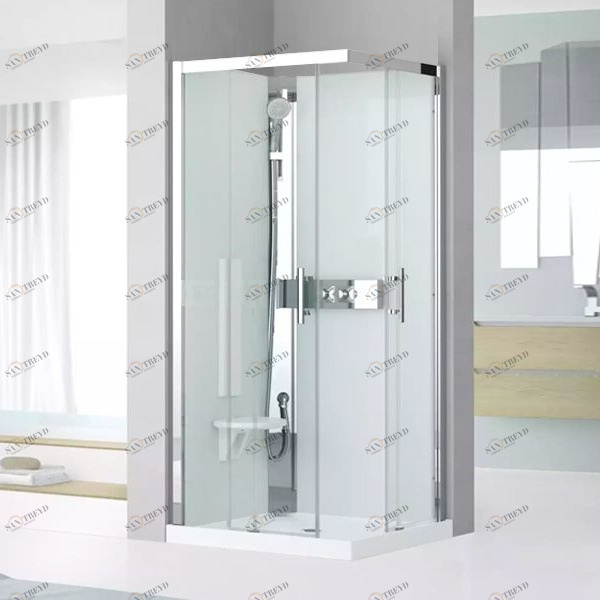 Душевая кабина термостатическая 90x90 GLAX 3 A90 STANDARD Novellini GLAX 3 с низким душевым поддоном и серебристым профилем GL3A90T1B