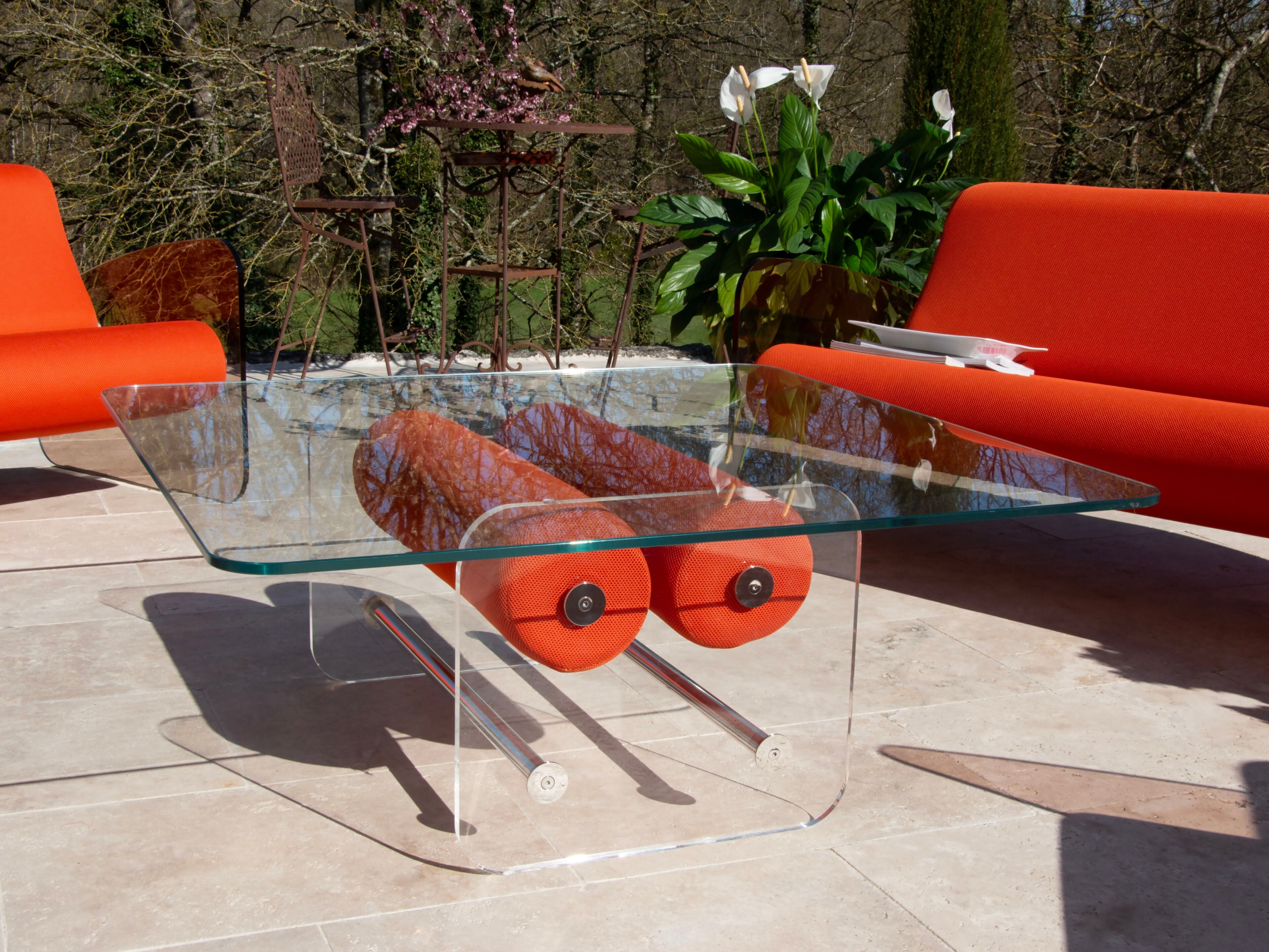 Квадратный стол из ПММА и стекла KUUMO COFFEE TABLE XL MW ORANGE ARCH-00057742 - Вид №1