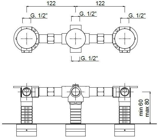 Rubinetteria Giulini Встроенные смесители для душа и переключатель на 2 стороны Myring Fmr0115w2 - Вид №1