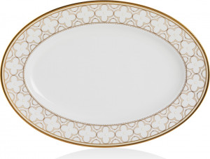 10628674 Noritake Блюдо овальное Noritake "Трефолио,золотой кант" 37см Фарфор костяной