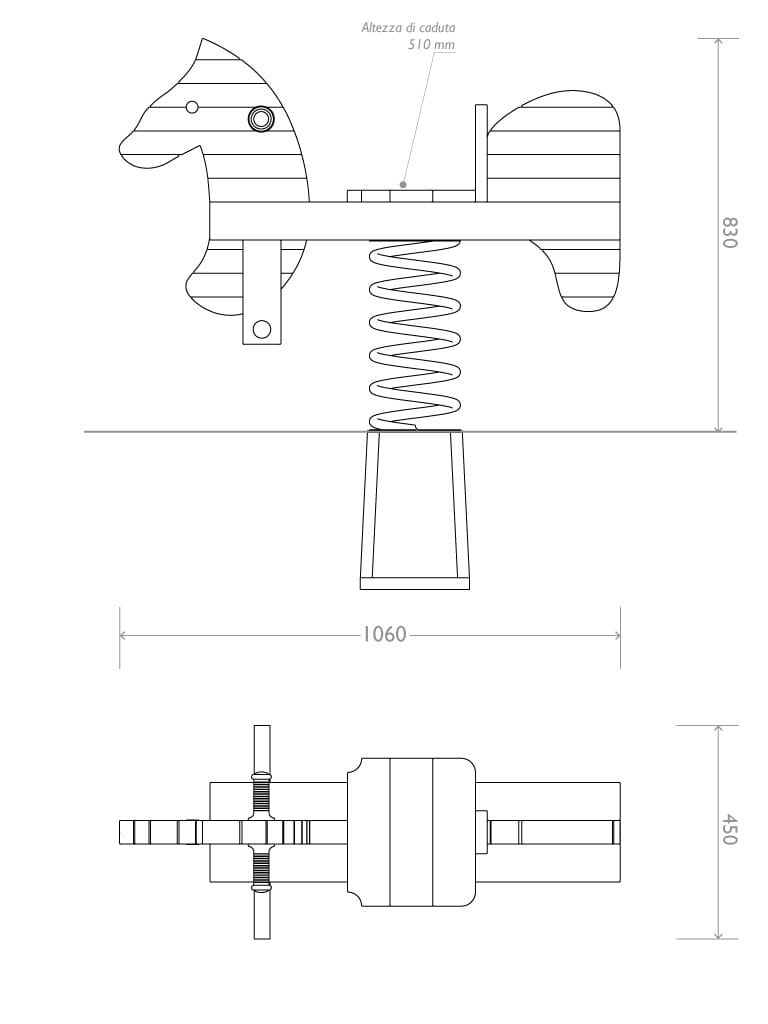 Рециркулированная пластиковая пружинная карусель EUROCOMITALIA CAVALLUCCIO ARCH-00020400 - Вид №2
