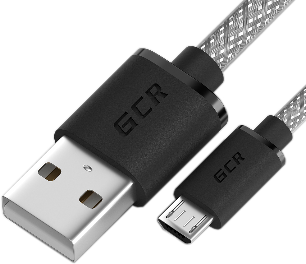 GCR-51929 Gcr кабель 0.3m usb 2.0, am/microb 5pin, прозрачный, черные коннекторы, 28/28 awg, Greenconnect Santreyd 