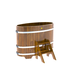 2172 Купель овальная из лиственницы Рустик 0,69х1,31х1,0 морёная Alyarus