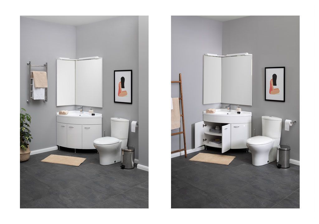 Тумба с раковиной Aquanet Корнер 89 L белый (закрытая) 0015882400158988 - Вид №4