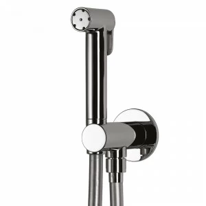 Graffio Подключение воды с круглой опорой, круглая латунная кнопочная щетка, СЕРЕБРЯНЫЙ гибкий шланг 120 см IP801