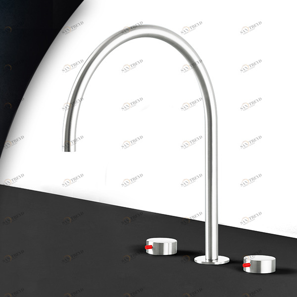 Смеситель для раковины сталь глянцевая с красной ручкой Toki Radomonte TKI26LCIL35