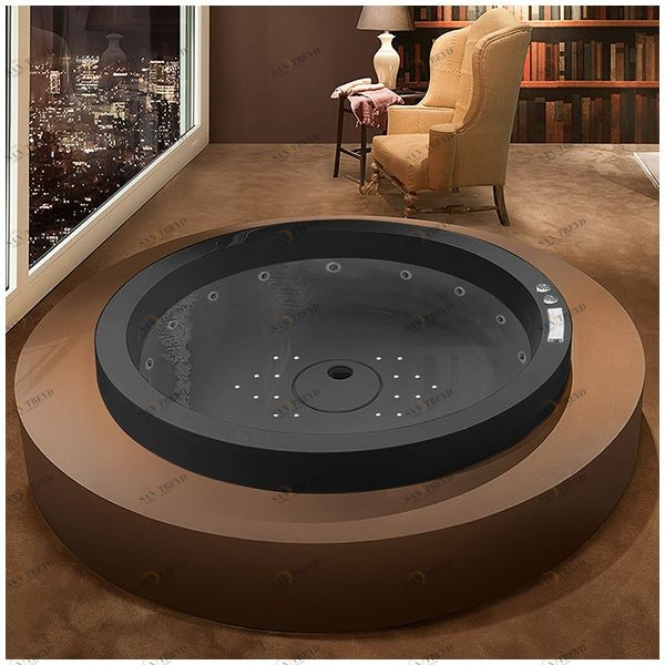 Ванна GRUPPO TREESSE Eos 160 ATC-V846Q-C чёрная с гидромассажем аэромассажем и дезинфекцией круглая отдельностоящая ATCV846QC