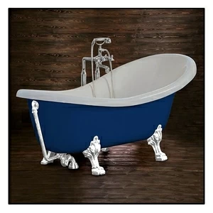 Ванна Akcjum Rectime 160 WR-03-01-KB-C овальная синяя с белыми ножками