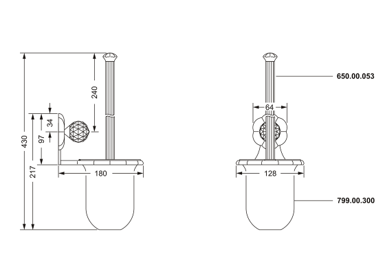 Туалетный ёршик с настенным держателем JOERGER Florale Crystal 600.00.000.000-AA - Вид №1