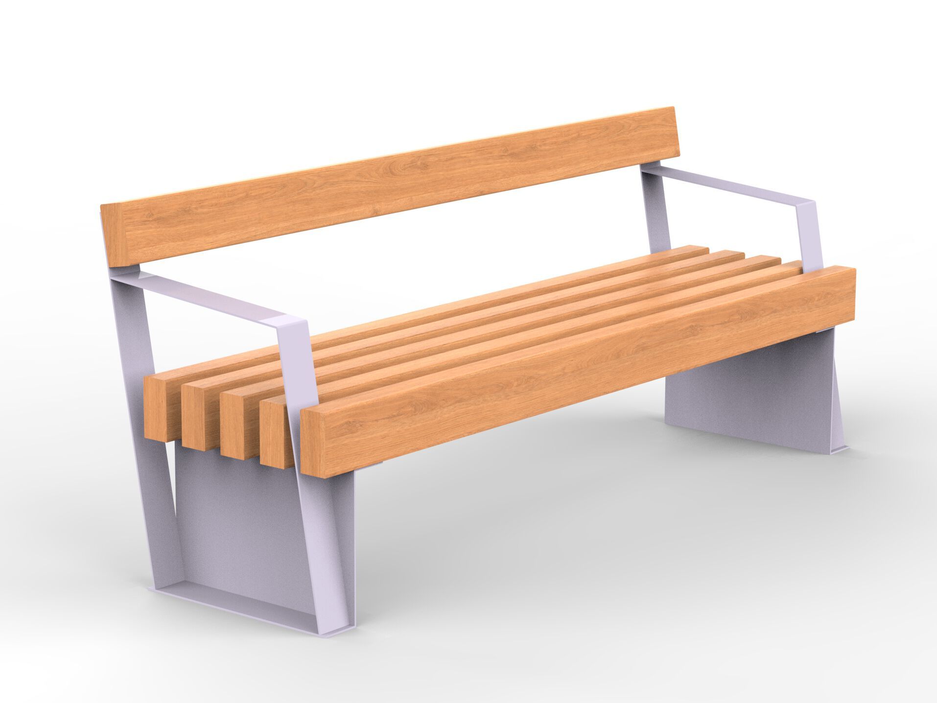 Стальная и деревянная скамья со спинкой и подлокотниками CITYSì FASSA ARCH-00075846