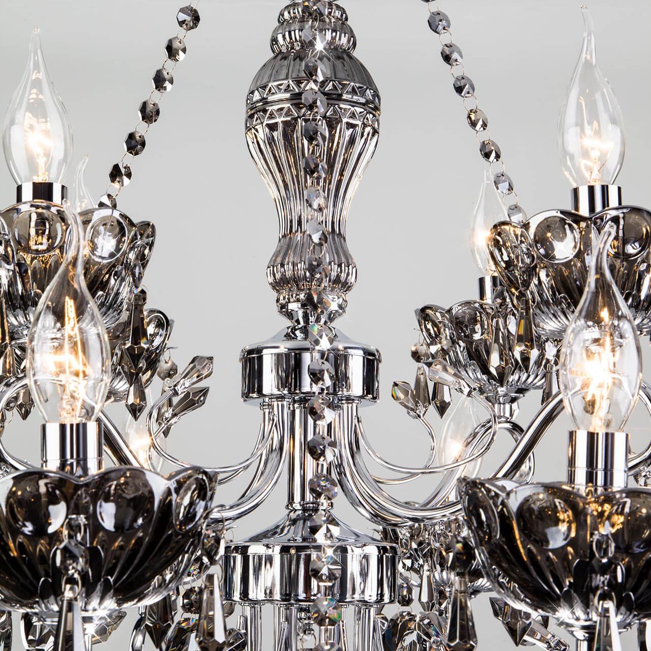 Подвесная люстра Eurosvet Teodore 10103/8 хром/дымчатый хрусталь Strotskis EUROSVET ДИЗАЙНЕРСКИЕ, TEODORE 00-3888061 Прозрачный  - Вид №1