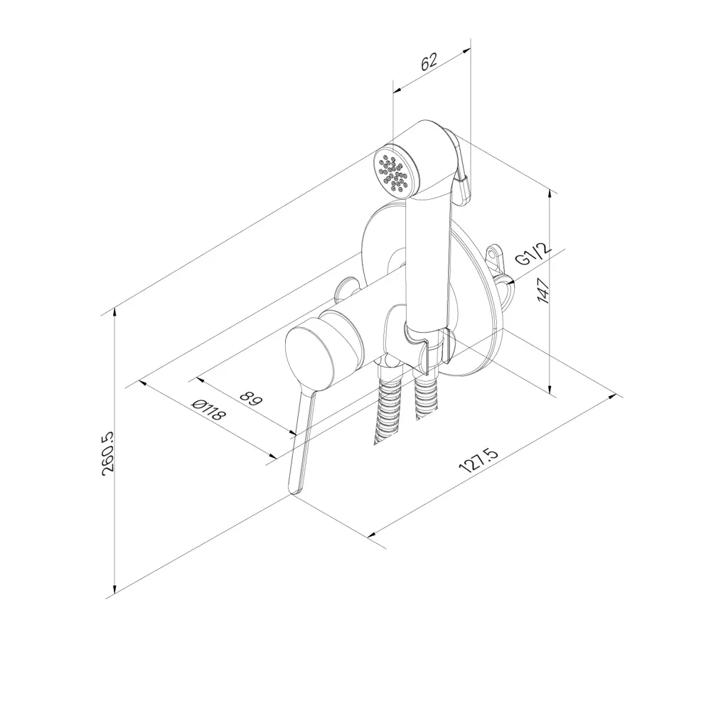 89348634 Гигиенический душ Iddis Odda ODDBLR0i08, набор со смесителем, цвет черный матовый STLM-0973500  - Вид №2