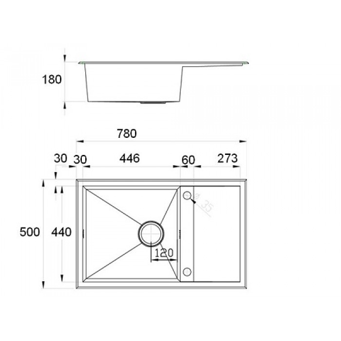 Zorg SH X 7850 ELOS Мойка кухонная прямоугольная Zorg  - Вид №3