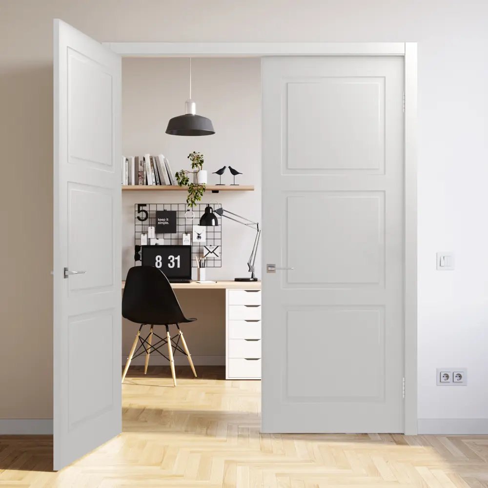 Дверь межкомнатная глухая Британия 80x200 см эмаль белый с замком BELWOODDOORS STLM-2112318 - Вид №6