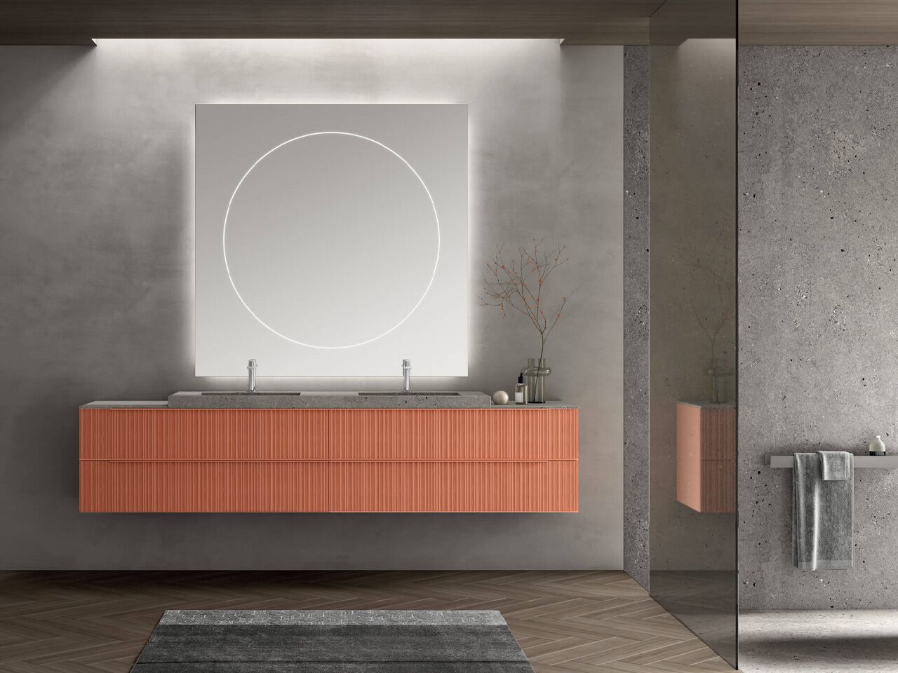 Двойной подвесной туалетный столик с зеркалом ARCOM Rail ARCH-00068230