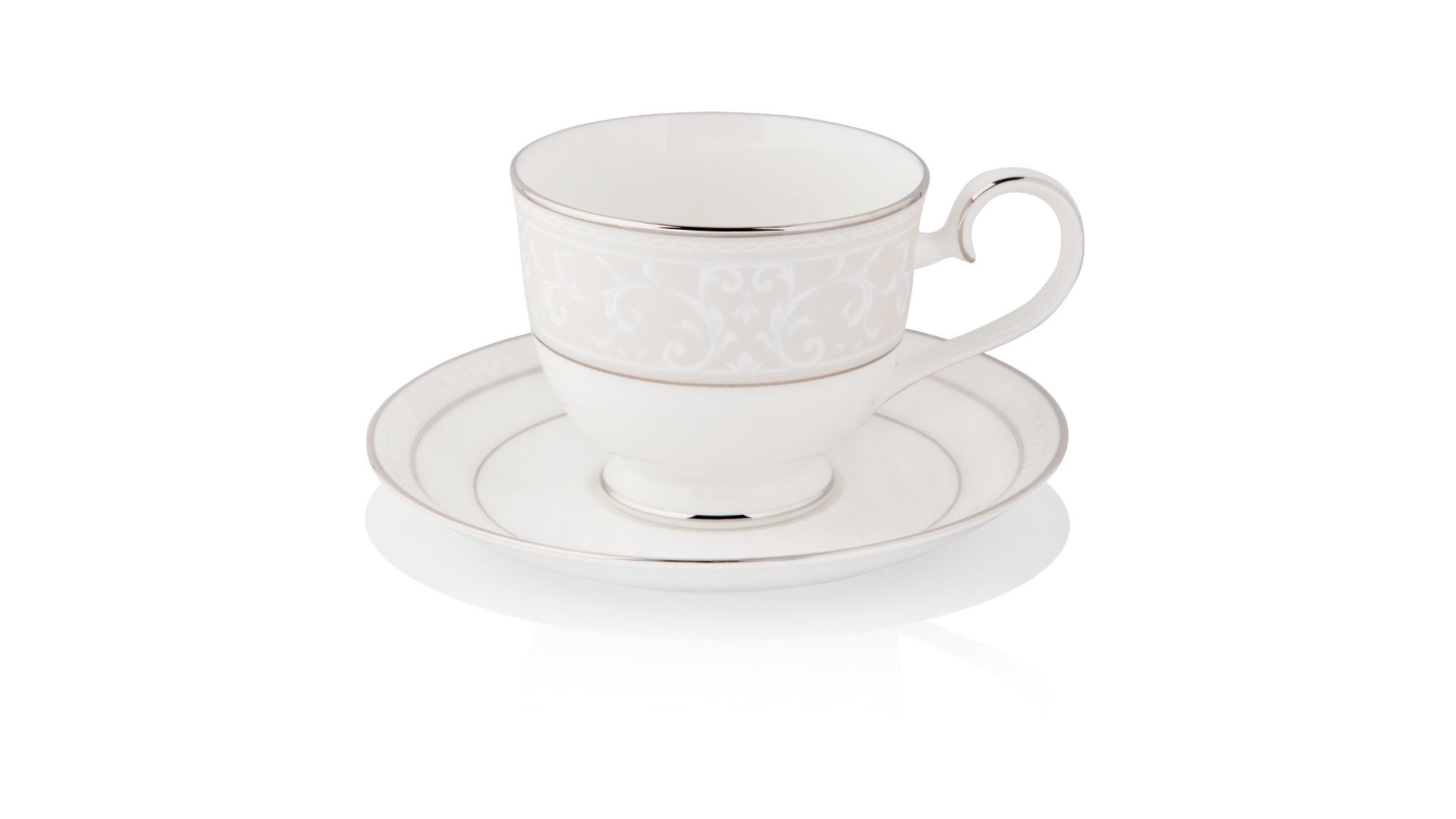 10655247 Noritake Сервиз чайный Noritake "Монтвейл, платиновый кант" на 6 персон 21 предмет Фарфор костяной  - Вид №1
